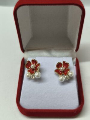 Aros flor y perlas