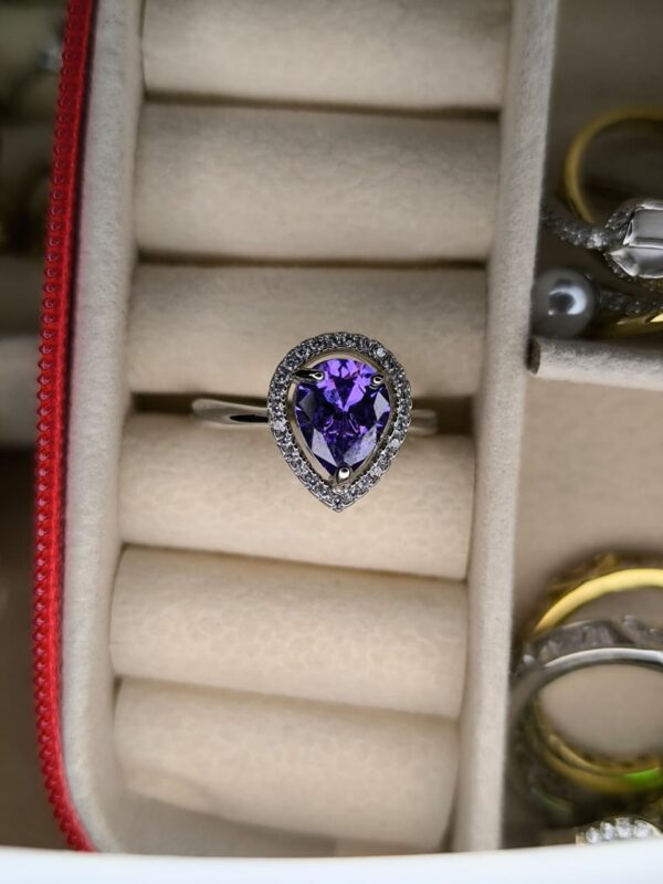 anillo gota plateado