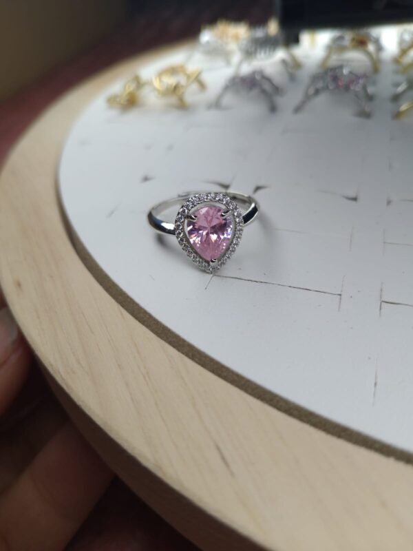 anillo gota plateado