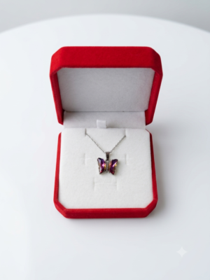 Collar mariposa fucsia tornasol 🩷