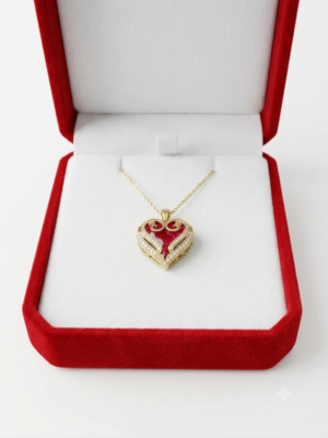 Collar corazón rosa tornasol 🩷