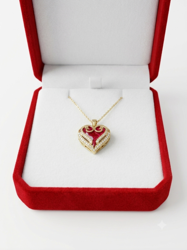 Collar corazón rosa tornasol 🩷