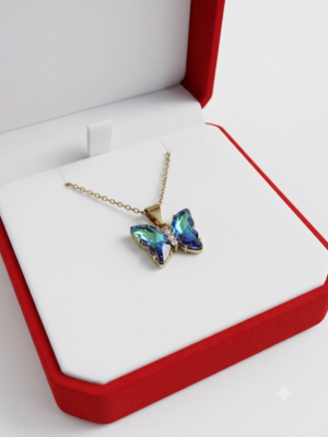 Collar mariposa azul tornasolado