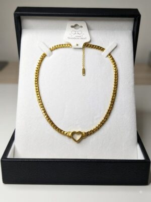collar corazón cadena ancha